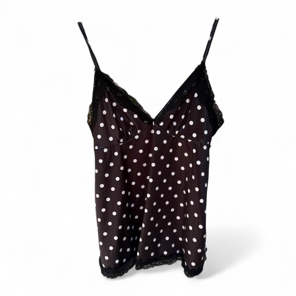 Black & white polka dot lace cami top